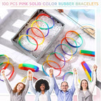 Liliful 100 Pcs Silicone Rubber Wristbands Rubber Wristband Bracelet Bands for Silicone Wristbands for Women Men(Mixed Color)