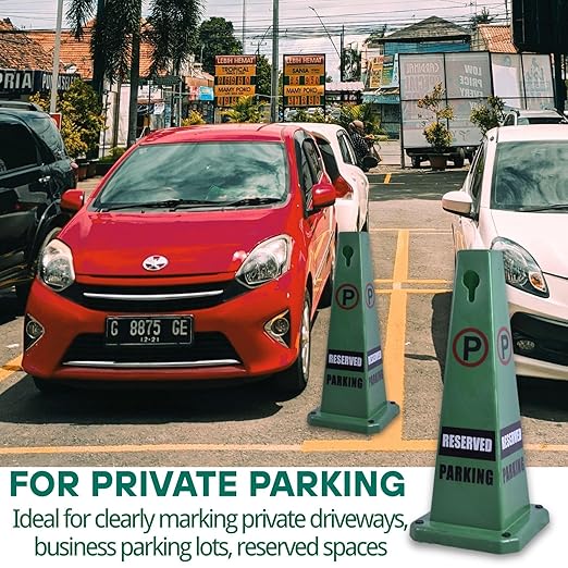 BESEA 8 Pack No Parking Cone Green Caution 4 Sided No Parking Cone Reserved Parking