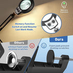HITTI 12X Magnifying Glass with Light, 2025 New Upgrade Infinite Color and Stepless Dimming Desk Large Lamp & Clamp, 2-in-1 LED Hands Free Lighted Magnifier Stand for Crafting Hobby Soldering Reading