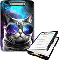 Clipboard with Storage High Capacity Plastic Nursing Clipboards with Pen Holder File Folder Storage Box Clipboard with Heavy Duty Clips for Teacher,Doctor,Offices-Galaxy Hipster Cat