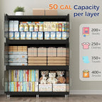 150Gal Extra Large Stackable Storage Bins with Lid, 600Qt Collapsible Storage Box with Wheels, Closet Organizers and Storage Cabinet Container for Home, Kitchen, Office, Bedroom, 3Pack Black