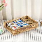 BTSKY 1PC Vintage Wood Letter Tray with Anti-Slip Bars, Stackable A4 Paper Document File Organizer, Solid Wood Desktop Office Desk Storage Holder for Office and Home
