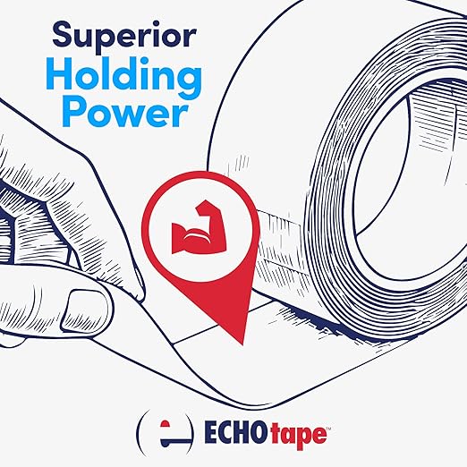 ECHOtape DC-M194A | Double-Sided Polyester Tape | Clear Thin Tape | All Weather/Cold Weather Tape | Insulation Mounting Tape | Contractor Tape | Superior Holding Power | 1.41 in x 60 yd