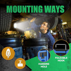 WARSUN 2PC LED Work Light Rechargeable, Magnetic COB Portable Worklights, 40w 1500 Lumens,Metal Hanging Hook 3 Lighting Modes, Job Site Lighting for Car Repairing,Camping,Hunting, Blue