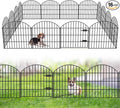 Metal Garden Fence with Gate 28in (H) x 37.3ft (L), 1 Gate + 15 Panels Dog Fences Border Fence Animal Barrier, No Dig Garden Fencing for Yard Backyard Landscape, ECG2816G Black