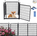 Tall Garden Fence Animal Barrier, 48 in(H) Fencing for Garden Beds, 4 Panels Total 8.9 Ft(L),Temporary Fence for Dogs Outdoor, 21 in Wide Low Threshold Gate, Garden Fence Border,Rabbit Fence