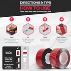 GripBond Black Super Bond Heavy Duty Double Sided Tape, 1 Roll (10 Ft), 1.2” x 120” – Waterproof Adhesive Mounting Tape for Indoor/Outdoor, Walls, Automotive, Car, LED Strip Lights, Home, Office