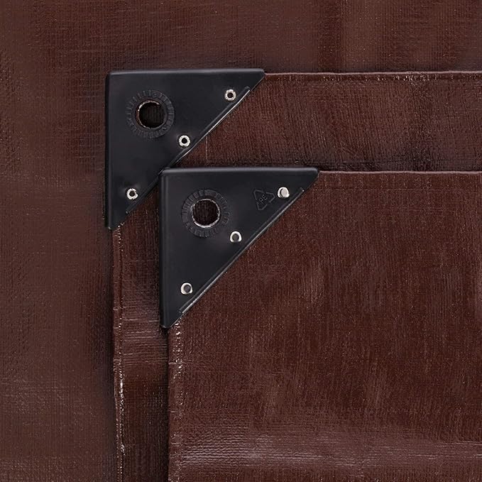 WHITEDUCK Super Heavy Duty Poly Tarp Cover 16 Mil & 10 Mil with Grommets and Reinforced Edges (Brown, White & Silver Black) (Brown- 16 Mil, 4' x 20')