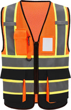 A-SAFETY Mesh High Vis Vest Lightweight Reflective Construction Vest with Pockets Safety Vest for Men/Women