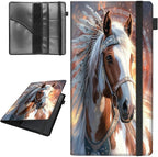 Car Registration and Insurance Holder,Leather Vehicle Glove Box Organizer Wallet for Document, for Any Car,Truck,Motorcycle,Driver License,Trailer or Boat,Men & Women,Brown White Appaloosa Horse