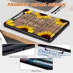 Clipboard with Storage, Hard Letter A4 Size Clip Board with Pen Holder & Paper Organizer, Heavy Duty Portable Writing Pad for Nurses Students Teachers Office Jobsite Contractor, Sunflower Bible