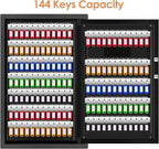 144 Position Key Lock Box Wall Mount with Combination Lock, Digital Key Cabinet Wall Mount, Adjustable Key Safe for Car, Hotels, Office, House