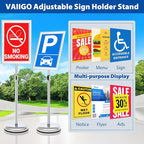 6Packs Floor Standing Sign Holder Stands for Display 11x17Inch Pedestal Poster Sign Stand, Adjustable Sign Holder Stand for Vertical & Horizontal View Sign Display Stand, Silver