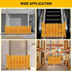 13FT Folding Security Gate, Portable Safety Barrier with Casters, Expandable Traffic Barricade Fence for Construction Site, Driveway, Parking, Event and Crowd Control
