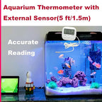 Small Digital Thermometer ON/Off Switch Indoor/Outdoor Meter Gauge with 5ft/1.5M Probe Sensor