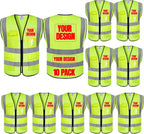 BeautyWill 10/20 Pack Custom Logo Safety Vest,Bulk High Visibility Class 2 Reflective Work Vests