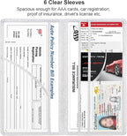 Car Registration and Insurance Holder, Leather Magnetic Shut Vehicle Glove Box Organizer for Document, Card, Driver License, Glitter Silver