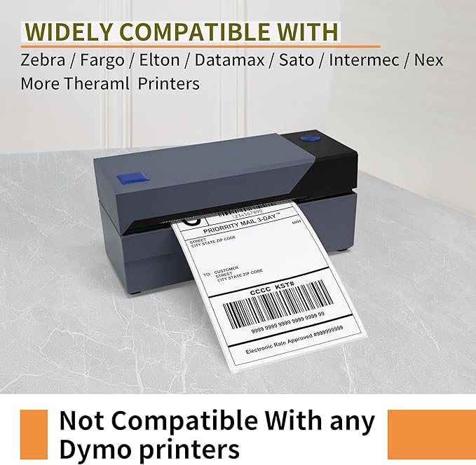 L LIKED 4000 Thermal Shipping Labels 4”x 6”in Fanfold, Permanent Adhesive, Perforated Line Labels Compatible with Direct Thermal Printings (1 Stack, 4000 Labels/Stack)