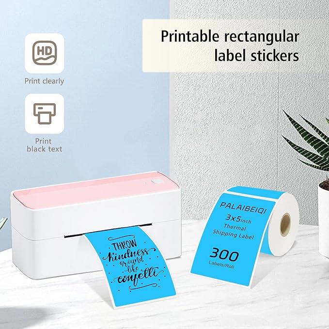 3x5 Inch Thermal Label Stickers,300Pcs Waterproof Rectangle Labels for Storage Bins,Moving Boxes,Address & Inventory Organization,Small Business Labeling,Sky Blue