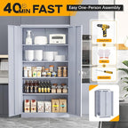 Greenvelly Metal Garage Storage Cabinet with 2 Doors and 4 Adjustable Shelves, 72”H Steel Lockable Storage Cabinet,Tall Metal Cabinet Locking File Cabinet for Office,Home, Garage, Gym, School