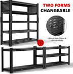 SILVEL 48.2" W Garage Shelving, 5000LBS Heavy Duty Metal Shelving, 2025 Grid Storage Shelves with 2 Side Pegboards, Industrial 5 Tier Shelves for Basement Pantry Warehouse Supermarket, 3 Pack