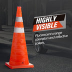 RoadHero 28 Inch 8 Pack Collapsible Traffic Cones, Multi Purpose Pop-up Orange Cones with Reflective Collar for Road Safety, Parking Cones for Sports, Driving Training