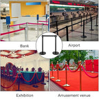 VEVOR Crowd Control Stanchion, Set of 8 Pieces Stanchion Set, Stanchion Set with 6.6 ft/2 m Black Retractable Belt, Black Crowd Control Barrier w/Concrete and Metal Base - Easy Connect Assembly