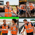BeautyWill Custom Logo Safety Vest Class 2 High Visibility Reflective Vest for Men - Personalized Logo Team Vest