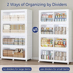 800 QT Extra Large Stackable Storage Bins with Lid, 200 Gal Collapsible Storage Box with Wheels, Folding Closet Organizers and Storage Cabinet with Doors for Home, Kitchen, Office, 5Pack White