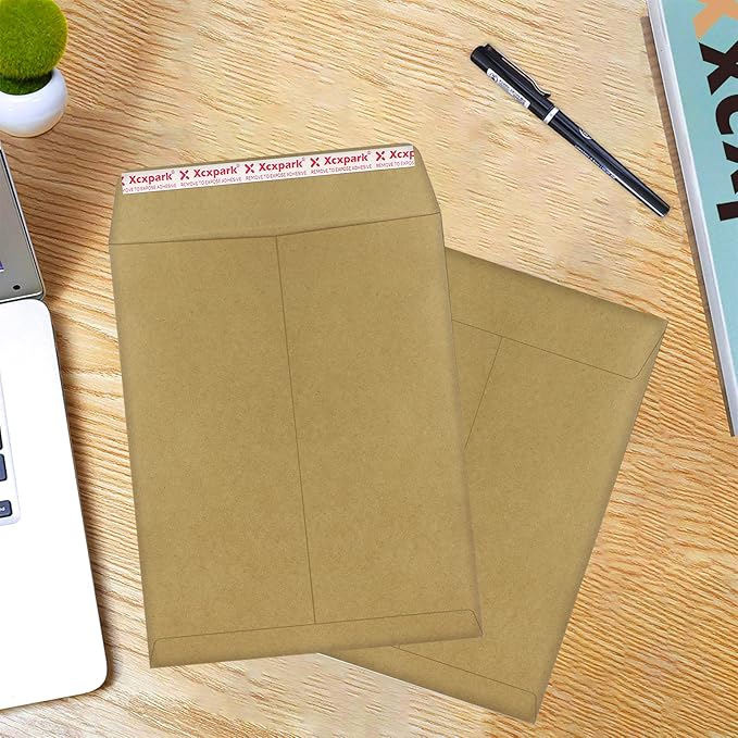 120 PCS 9x12 inches Security Catalog Envelopes Printable Self Seal Envelopes, Anti Tear Recycled Kraft Envelopes for Invitation Cards, Pictures, Photos, Documents