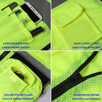 BeautyWill Custom Logo 5 Pack Safety Vest Mesh High Visibility Reflective Vest Customized Logo Utility Zipped Pockets Construction Workwear （Yellow,XL）