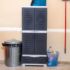 Sunnydaze Lockable Storage Cabinet - Indoor or Garage Storage Cabinet with 3 Adjustable Shelves - 57.5" H - Garage, Office, Home, Laundry Room - Charcoal