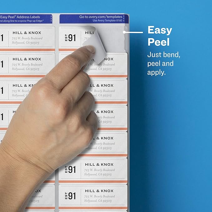 Avery Printable Address Labels with Sure Feed, 1" x 2-5/8", Matte Clear, 300 Blank Mailing Labels (18660)