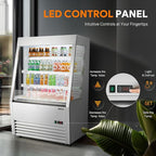 Wilprep Commercial Display Refrigerator, 36" Open Air Merchandiser with 12.2 cu. ft. Volume LED Lighting Night Curtain, Grab and Go Display Refrigerator Showcase for Store Cafe Bar Shop