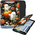 Clipboard with Storage Box & Pen Holder,Heavy Duty Clip Boards 8.5x11 for Nursing,High Capacity,School & Office Supplies,Pumpkins Ghosts
