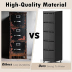 5 Drawers Filing Cabient with Wheel, File Cabinet with Lock, Steel Vertical Filing Storage Cabinet for Office, Heavy-Duty File Cabinets for Letters/Legal/A4 (Require Assembly, Black)
