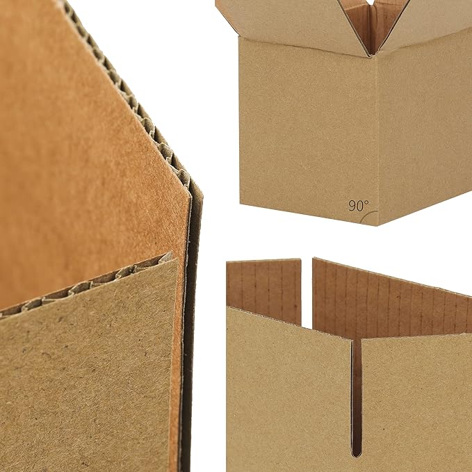 FARRAY Shipping Boxes 6x4x4 inches (Inner Size), 30 Pack Sturdy Kraft Corrugated Small Cardboard Boxes for Mailing Packing, Brown
