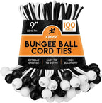 Xpose Safety Bungee Ball Cords 9" 100 Pack Heavy Duty Assorted Colors Black and White Stretch Rope with Ball Ties for Canopies, Tarps, Walls, Cable Organization