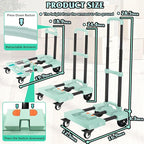Heavy-Duty 500LB Capacity Hand Truck with One-Touch Retractable Handle & Extendable Plate, Portable Collapsible Dolly Cart with 4 Wheels w/Brakes Folding Luggage Cart for Travel/Home Use, Green