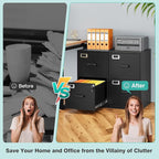 SISESOL 2 Drawer File Cabinet with Lock,Narrow Vertical Filing Cabinet,Under Desk File Cabinets,Black Metal File Cabinets for Home Office,Fit Letter/A4/Legal Size File,Easy Assembly
