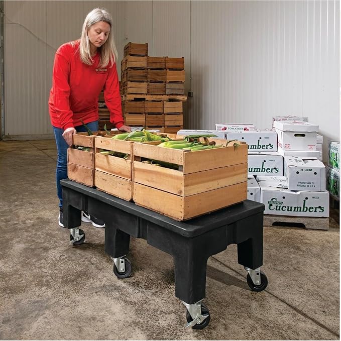 PolyMight Mobile Heavy-Duty Poly Dunnage Rack with Caster Wheels for Warehouses and Commercial Industrial Storage 18" x 22" x 16" with 600 lb Capacity