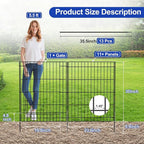 INJOPEXI Decorative Fence 12 Panels 23.6ft (L)30in (H), Metal Fence 11 Panels + 1 Gate Rustproof Wire No Dig Temporary Animal Barrier Fencing for Yard Outdoor Patio