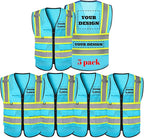 Safety Vest Reflective High Visibility with 5 Pockets ＆Zipper Class 2 Adult Unisex Construction Security Workwear