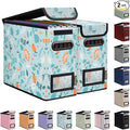 BALEINE File Organizer Box with Lid, Collapsible File Folder Organizer with Plastic Slide, Hanging File Folder Box for Office Document Storage (2 Pack, Spring Stroll, S)