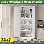 Greenvelly Metal Storage Cabinet with 2 Doors and 4 Adjustable Shelves,72" White Metal Cabinet,Steel Cabinet Locking Cabinets with 2 Keys for Office,Home, Garage, Gym, School