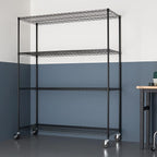 Trinity Basics 4-Tier Adjustable Wire Shelving with Wheels for Kitchen Organization, Garage Storage, Laundry Room, NSF Certified, 600 to 1800 Pound Capacity, 60” by 24” by 72”, Black