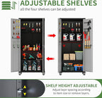 Metal Tool Cabinet,Garage Storage Cabinet System,Wall Cabinet & Locking Rolling Tool Cabinet with Doors and Adjustable Shelves,Steel Tool Cabinets for Home (4 Pcs-StyleB, Black & Grey)