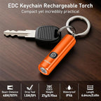Blukar Rechargeable EDC Flashlight, Mini Keychain Flash Light with 3 Lighting Modes, Memory Function, Waterproof, Compact and Portable Pocket Light for Everyday Carry, Emergency,Camping-Orange