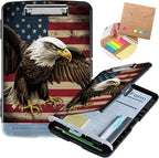 Clipboard with Storage,Heavy Duty Plastic Storage Clipboard with Low Profile Clip,Teacher Must Haves,Office Supplies,American Flag Owls