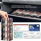 Premium Car Registration and Insurance Card Holder, Cute PU Leather Car Document Holder, Vehicle Glove Box Car Organizer with Magnetic Closure for Driver License, Cards Stripe Floral